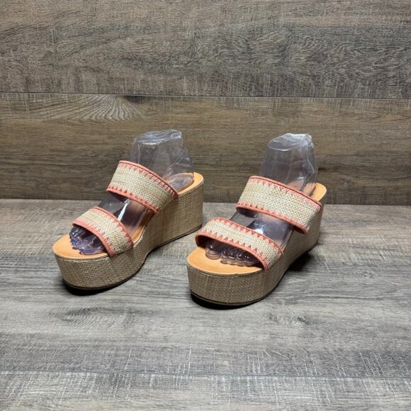 Dolce Vita Vilka Open Toe Wedge Raffia Color Sandals Women's Size 9 - Picture 1 of 7